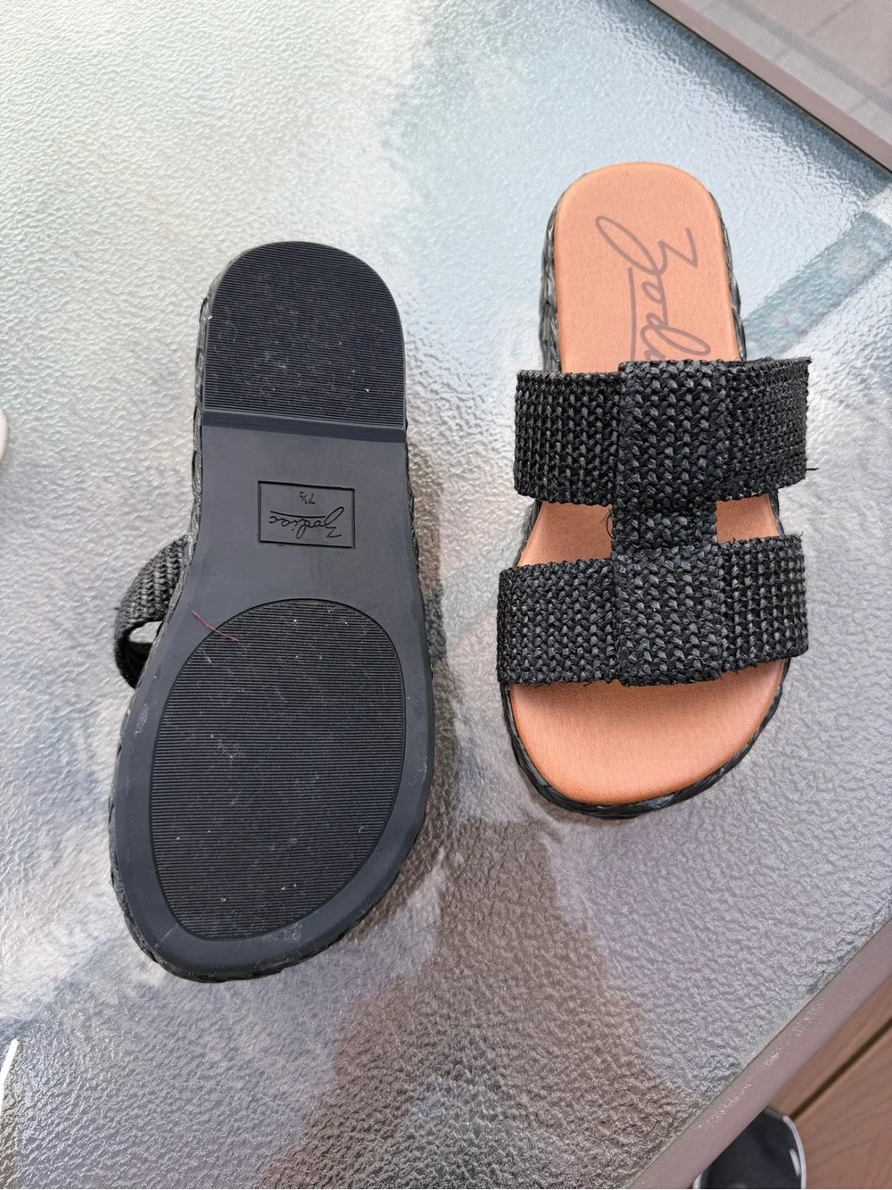 Zodiac Black Woven Double-Strap Espadrille Slides